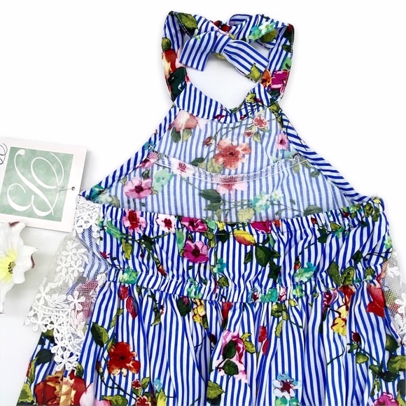 NWT Bonnie Jean Floral & Lace Halter Maxi Dress, 2T - Picture 7 of 14
